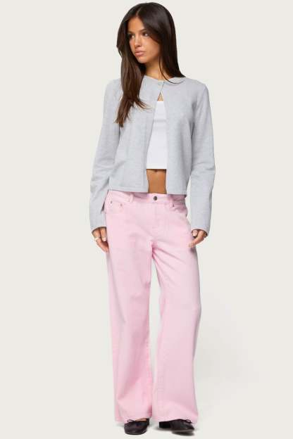 Petite Roman Low Rise Baggy Jeans - PINK