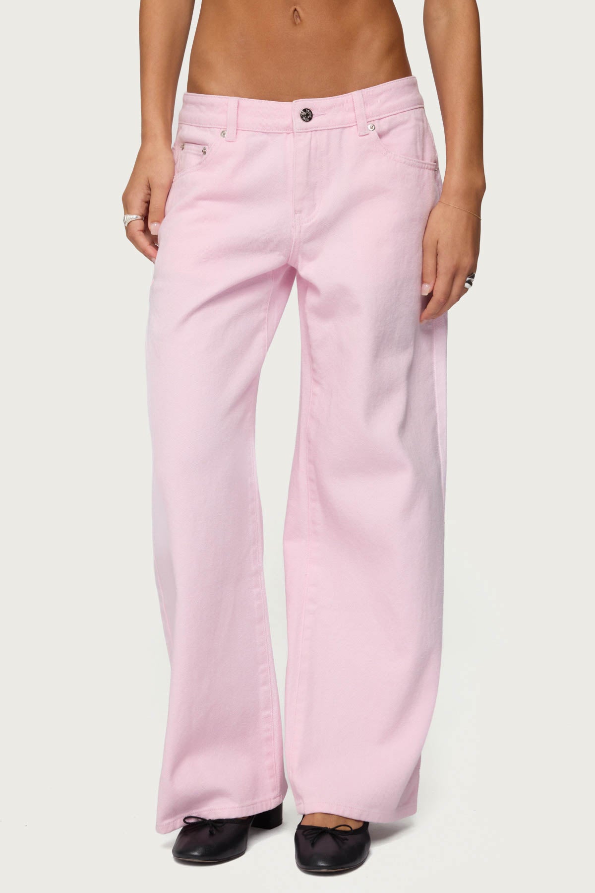 Petite Roman Low Rise Baggy Jeans - PINK