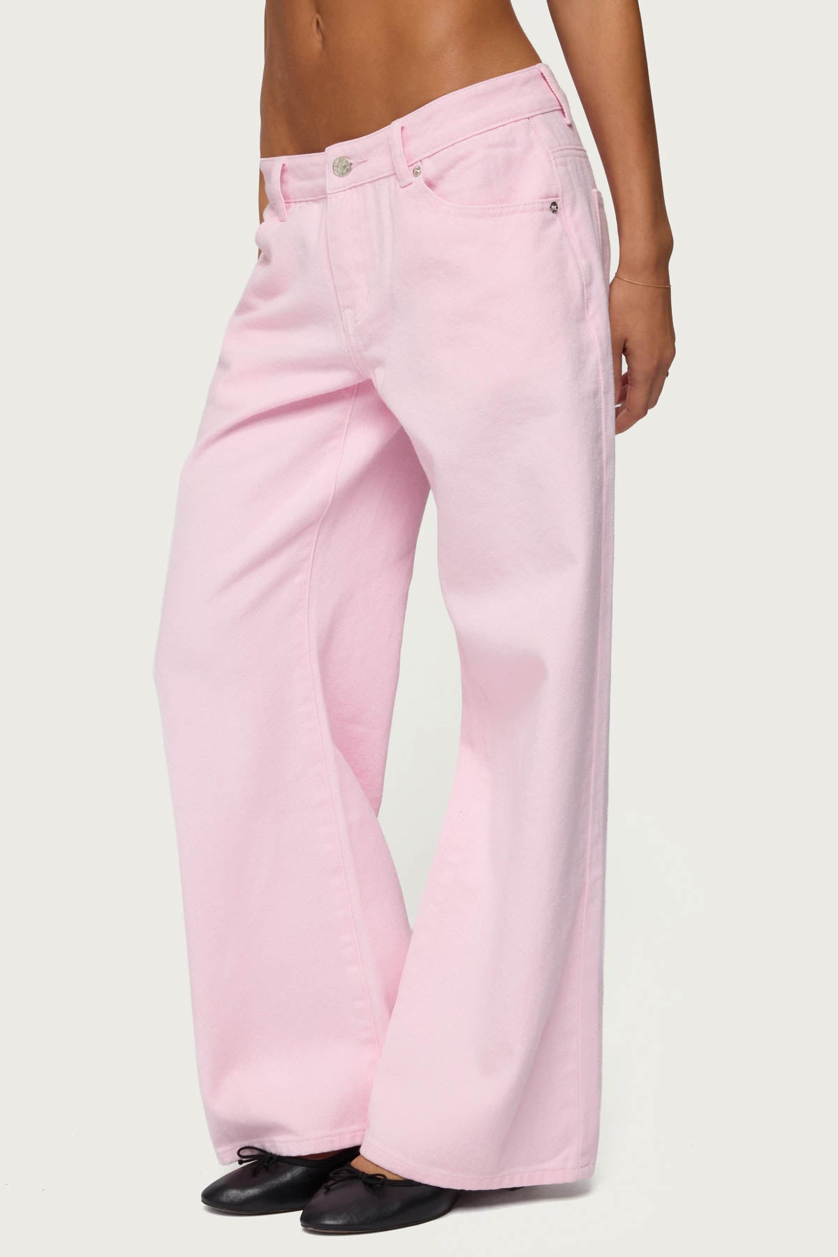 Petite Roman Low Rise Baggy Jeans - PINK