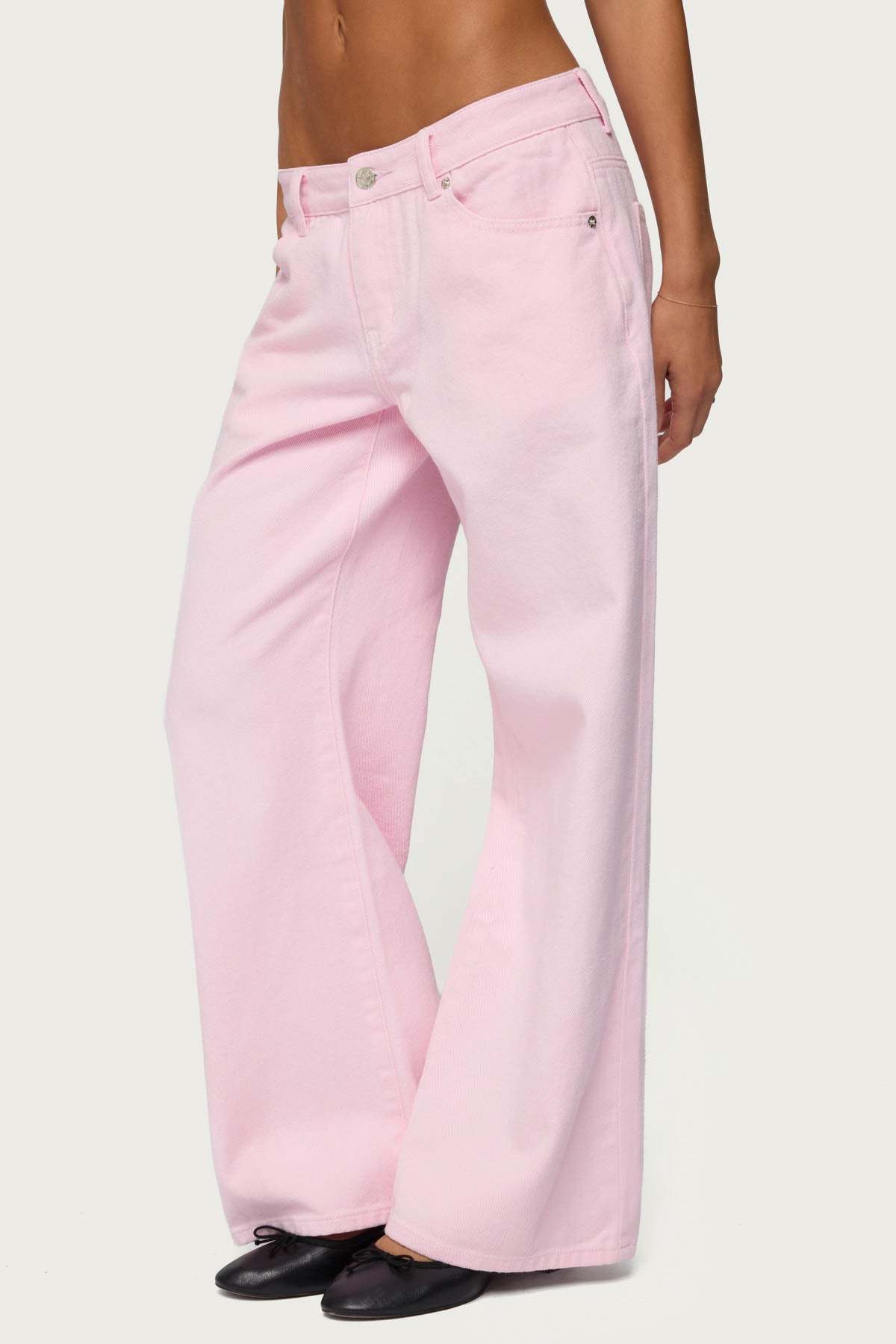 Petite Roman Low Rise Baggy Jeans - PINK