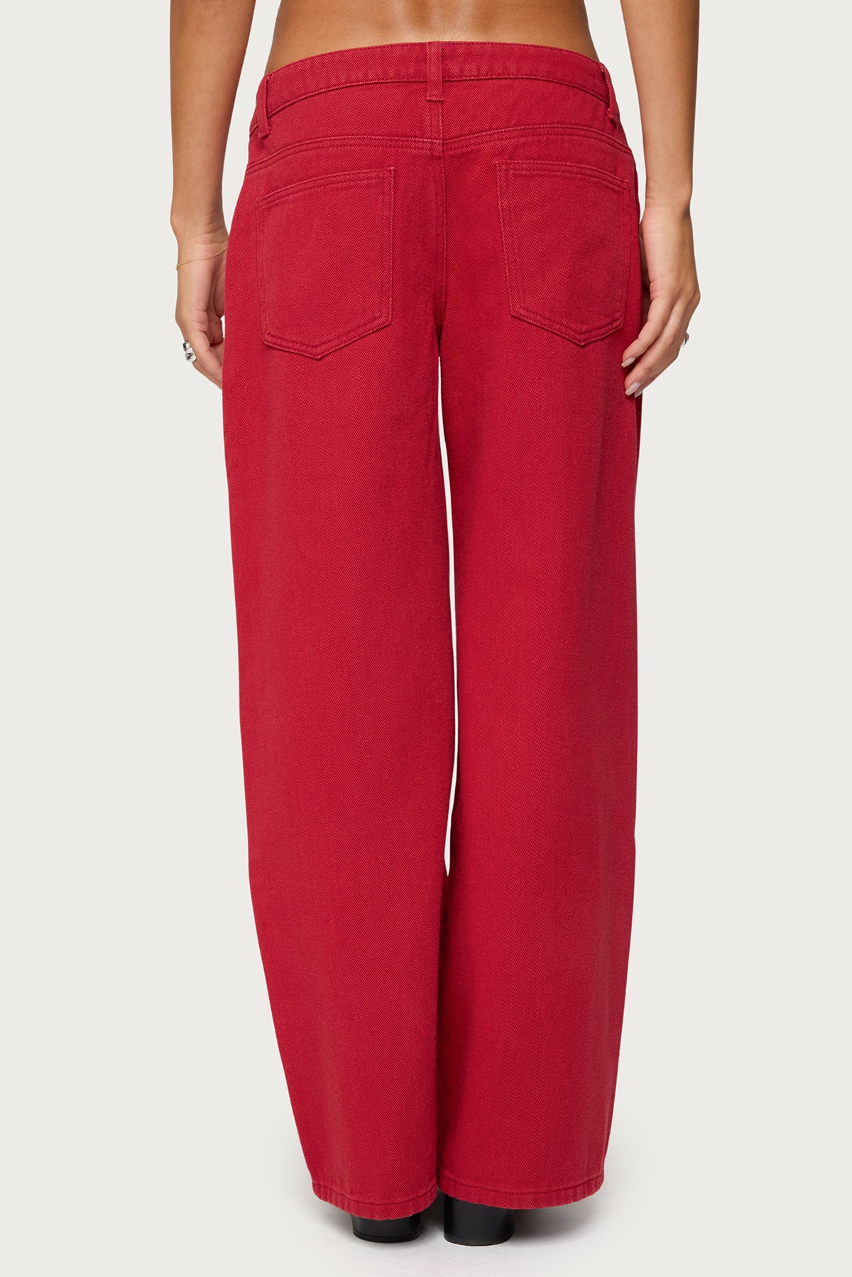 Petite Roman Low Rise Baggy Jeans - BURGUNDY