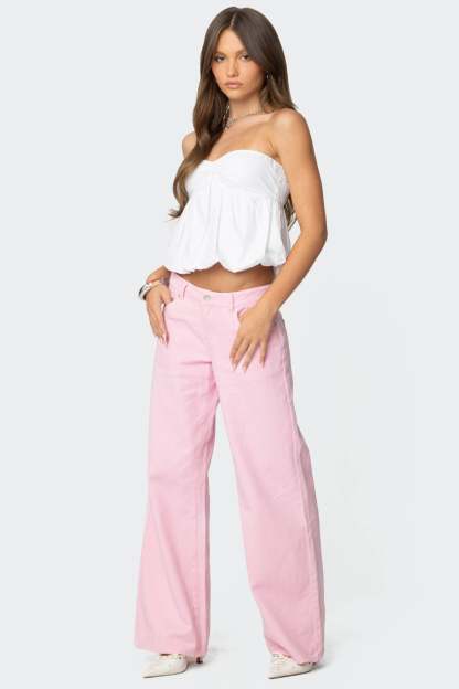 Roman Low Rise Baggy Jeans - PINK