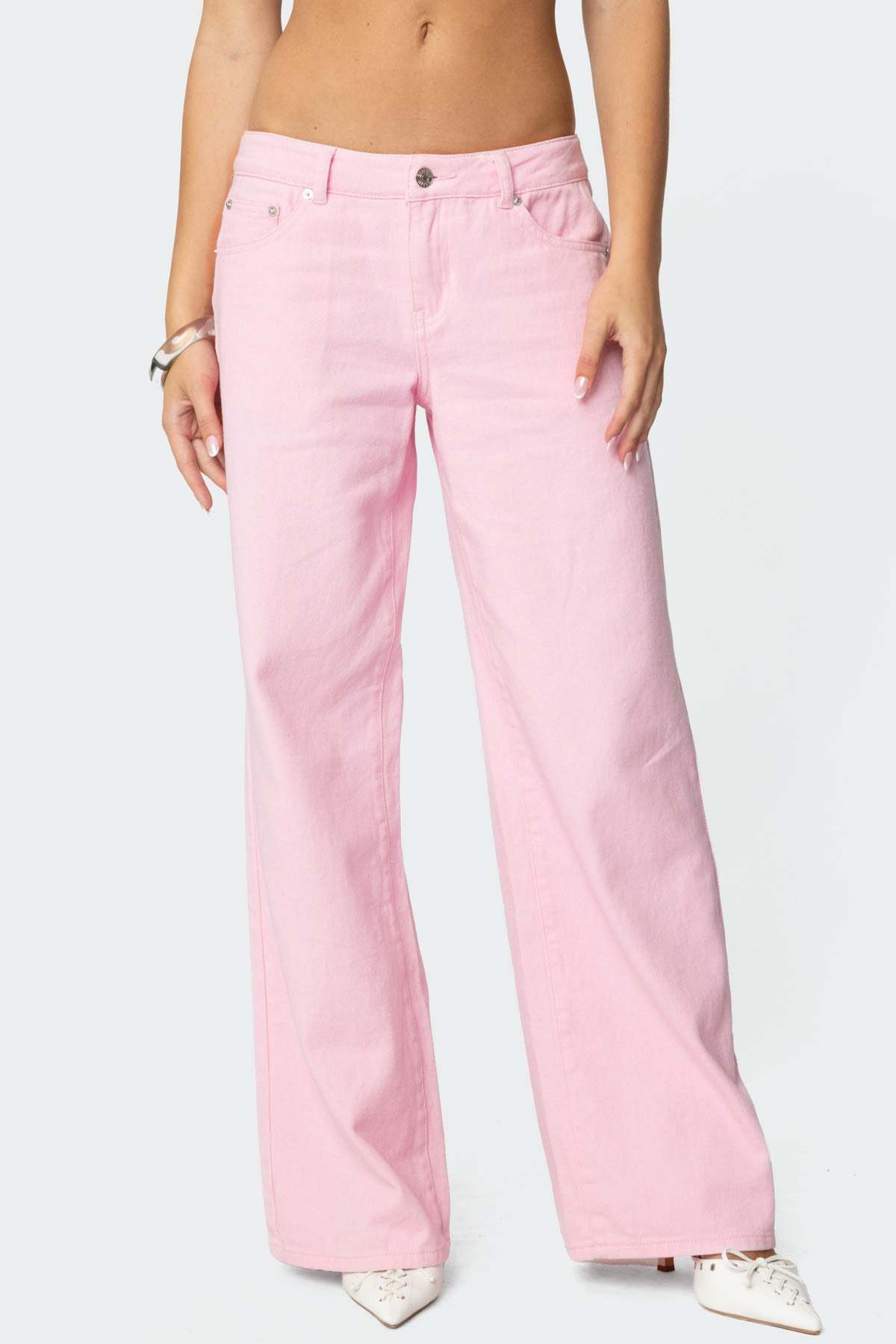 Roman Low Rise Baggy Jeans - PINK