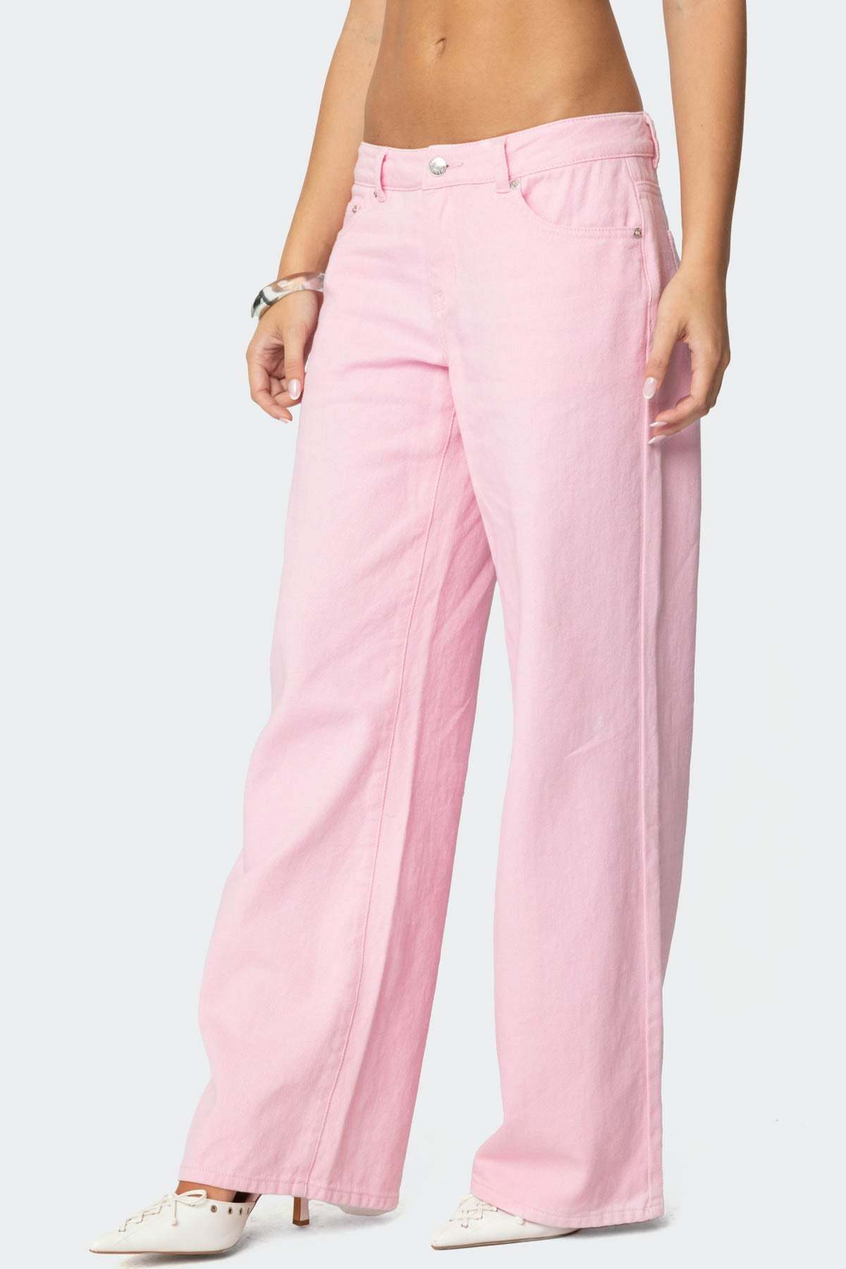 Roman Low Rise Baggy Jeans - PINK