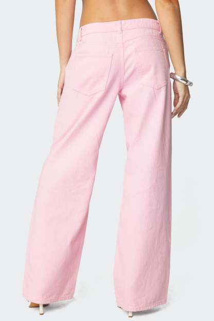 Roman Low Rise Baggy Jeans - PINK
