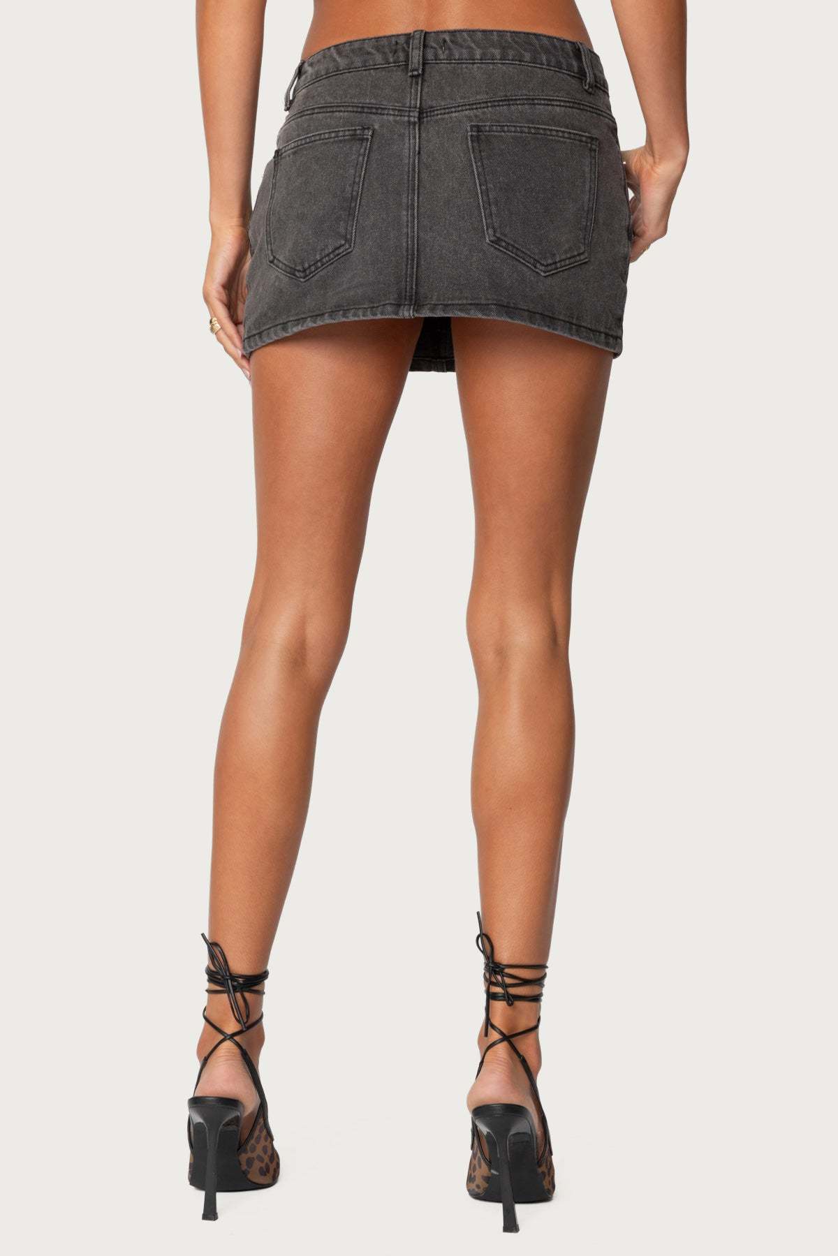 Chiara Denim Micro Skirt - BLACK WASHED