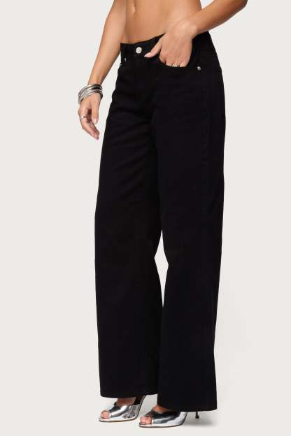 Roman Low Rise Baggy Jeans - BLACK