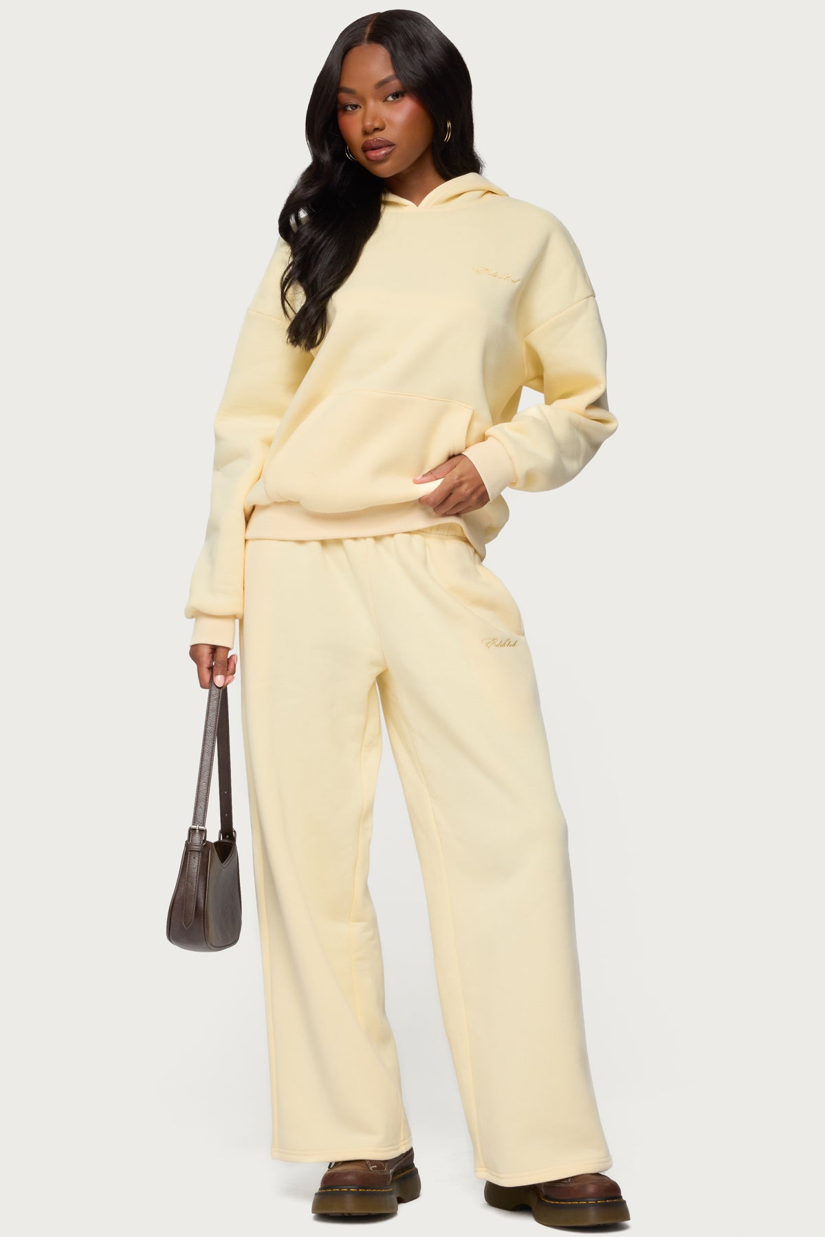 Basic Girl Wide Leg Edikted Sweatpants - YELLOW