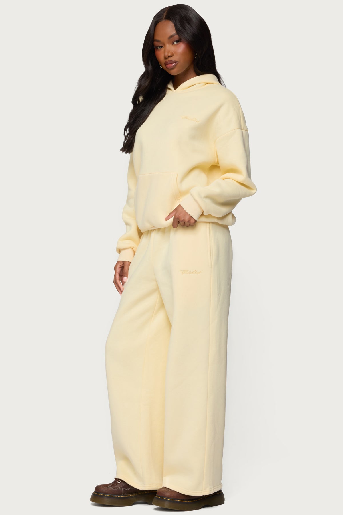 Basic Girl Wide Leg Edikted Sweatpants - YELLOW