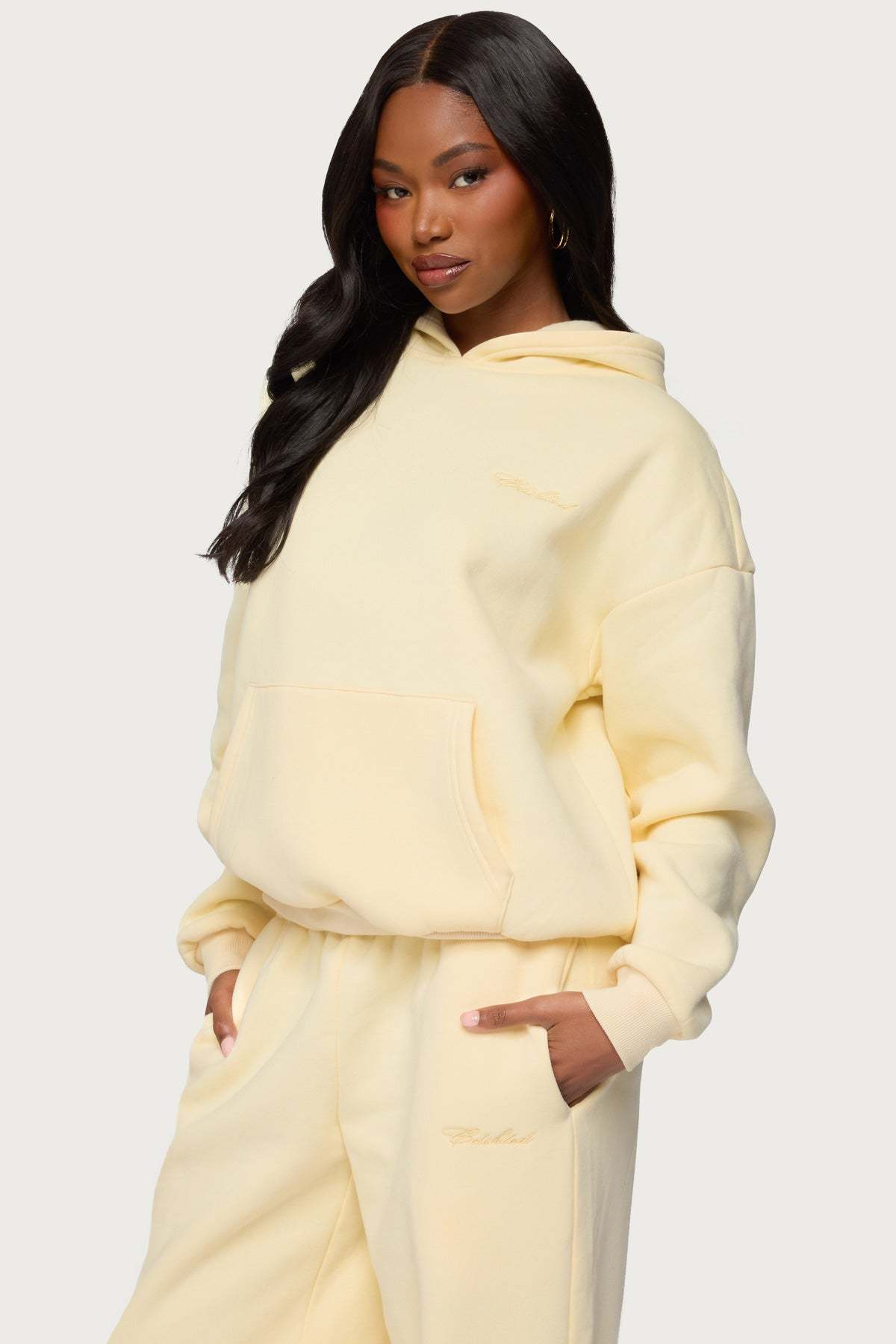 Basic Girl Oversized Edikted Hoodie - YELLOW