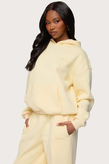 Basic Girl Oversized Edikted Hoodie - YELLOW