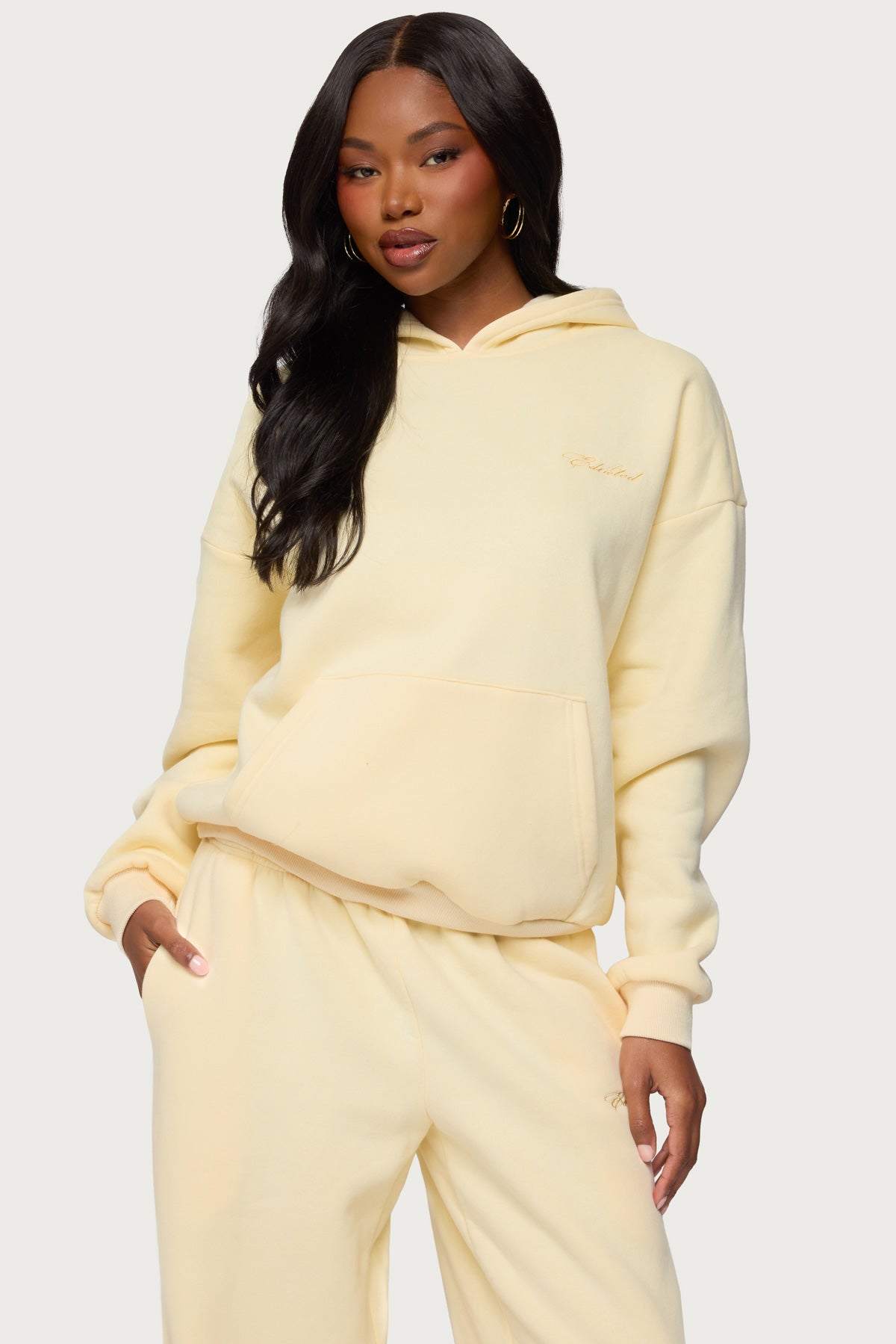 Basic Girl Oversized Edikted Hoodie - YELLOW