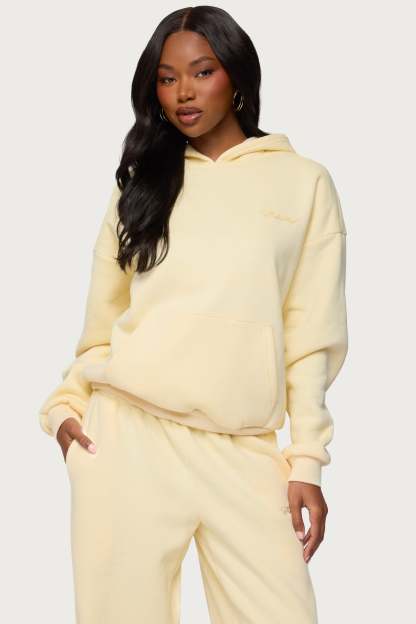 Basic Girl Oversized Edikted Hoodie - YELLOW