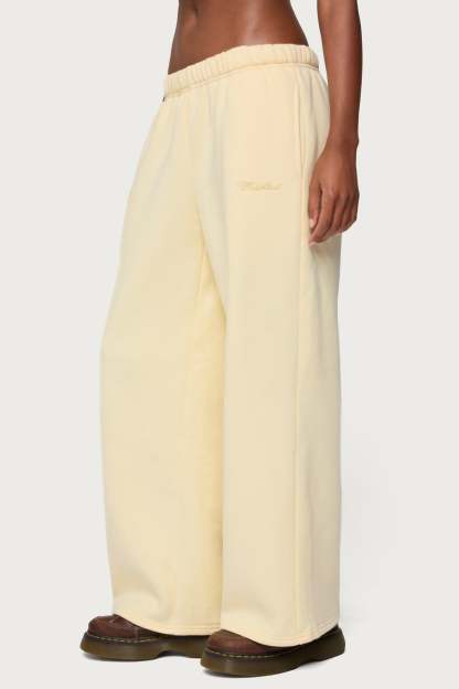 Basic Girl Wide Leg Edikted Sweatpants - YELLOW