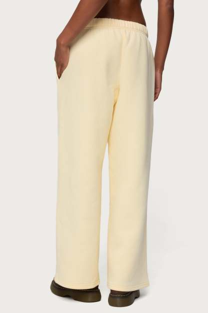 Basic Girl Wide Leg Edikted Sweatpants - YELLOW