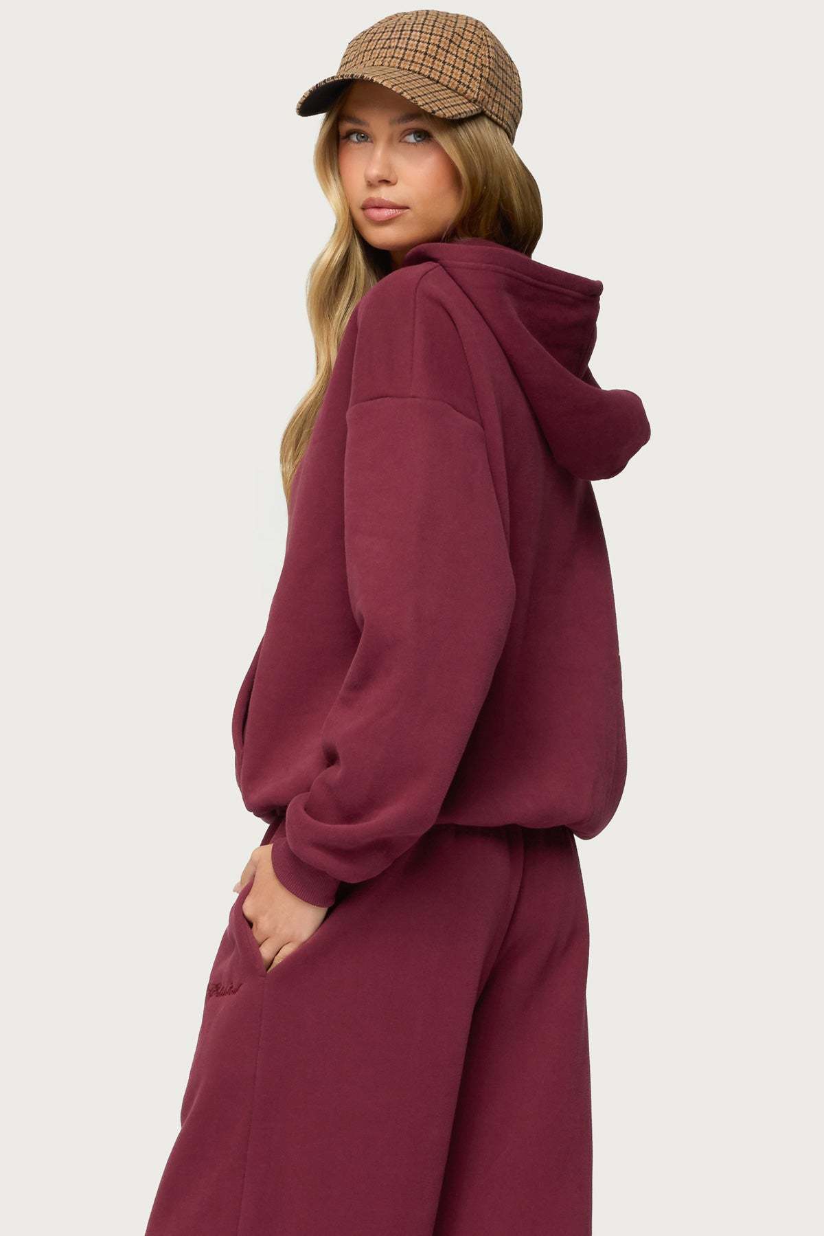 Basic Girl Oversized Edikted Hoodie - BURGUNDY