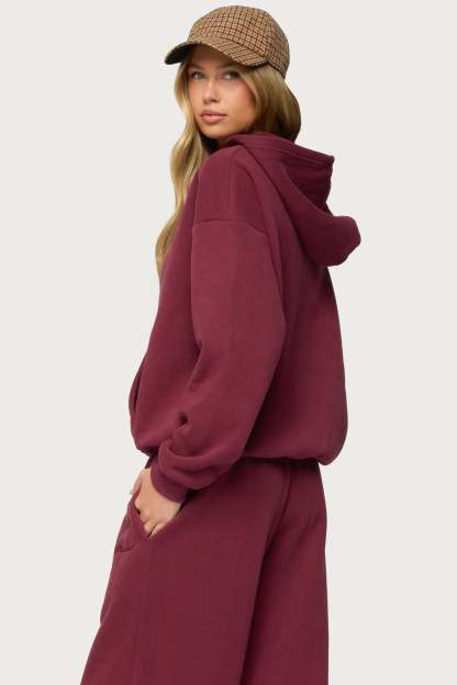 Basic Girl Oversized Edikted Hoodie - BURGUNDY