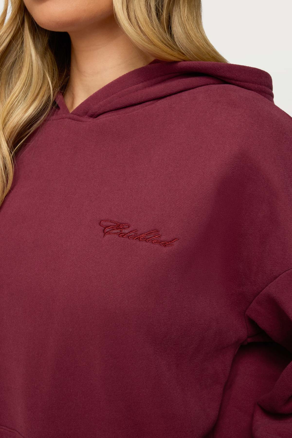 Basic Girl Oversized Edikted Hoodie - BURGUNDY