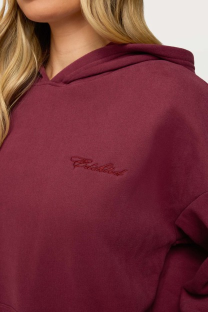 Basic Girl Oversized Edikted Hoodie - BURGUNDY