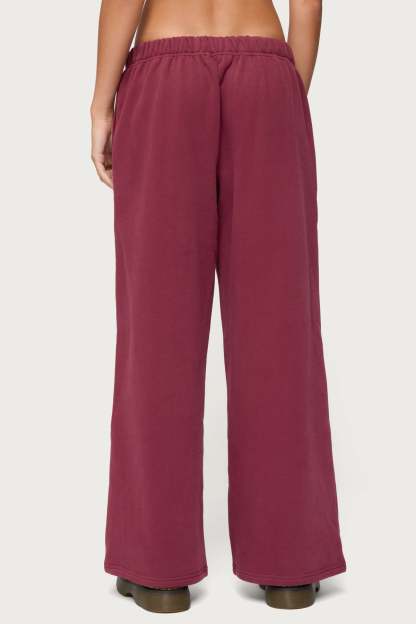 Basic Girl Wide Leg Edikted Sweatpants - BURGUNDY