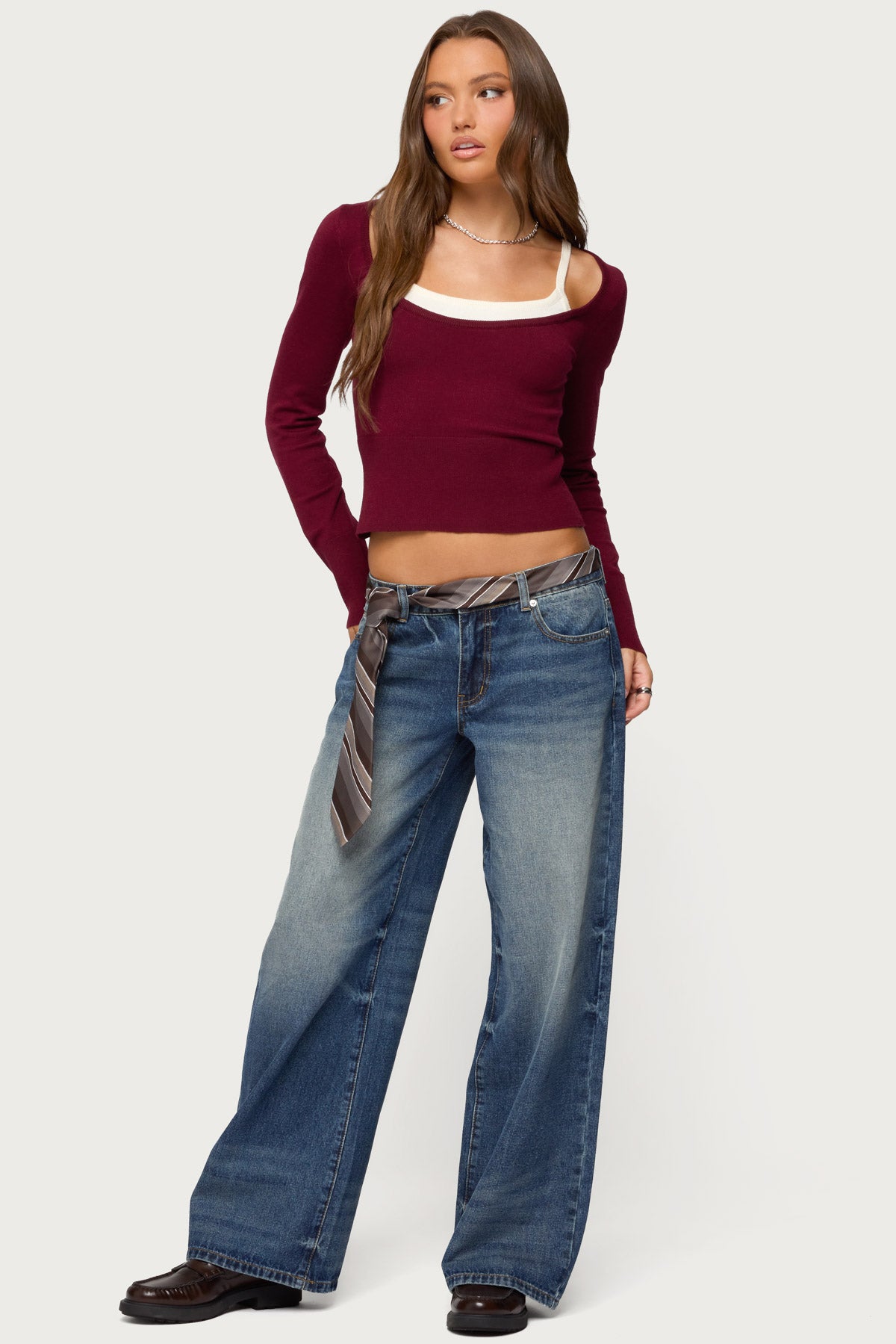 Raelynn Washed Low Rise Baggy Jeans - MEDIUM-VINTAGE-INDIGO