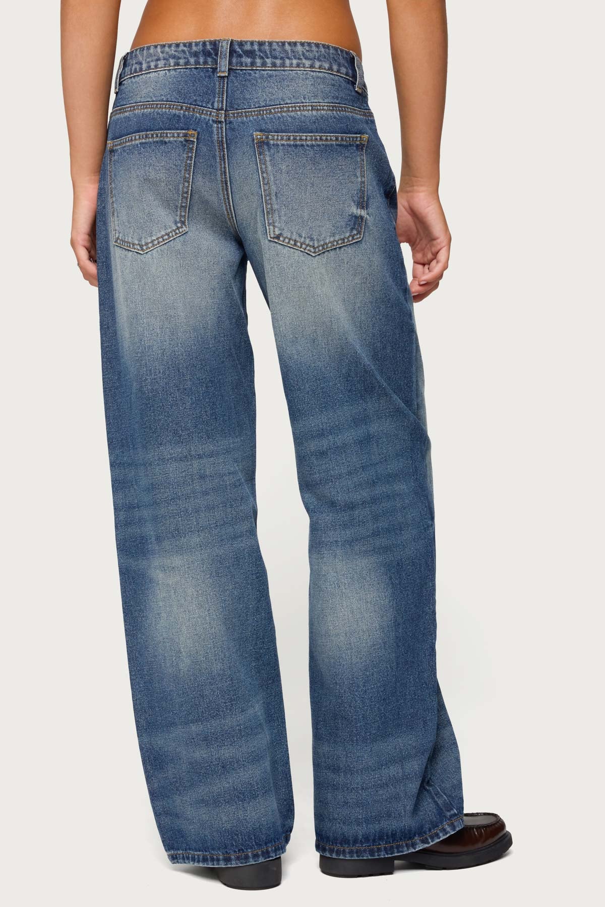 Raelynn Washed Low Rise Baggy Jeans - MEDIUM-VINTAGE-INDIGO