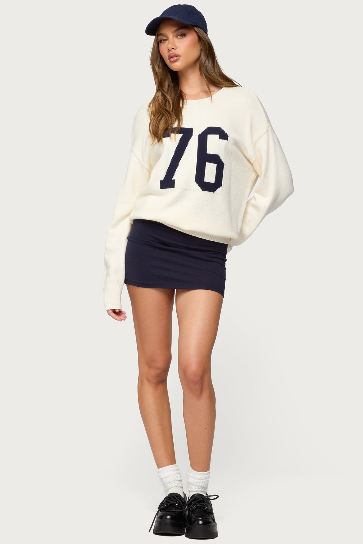 Aisha Low Rise Mini Skirt - NAVY