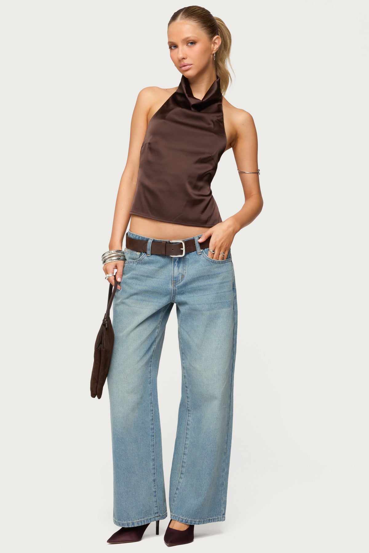 Petite Raelynn Washed Low Rise Baggy Jeans - TINTED-DENIM