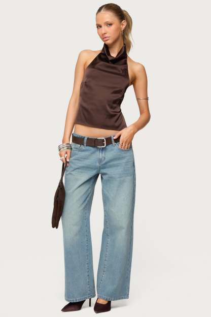 Petite Raelynn Washed Low Rise Baggy Jeans - TINTED-DENIM