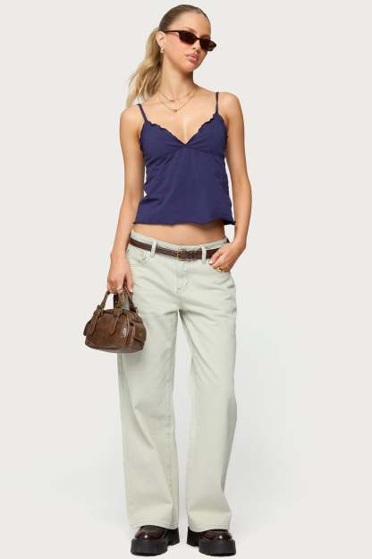 Petite Raelynn Washed Low Rise Baggy Jeans - BLUE-VINTAGE-WASHED