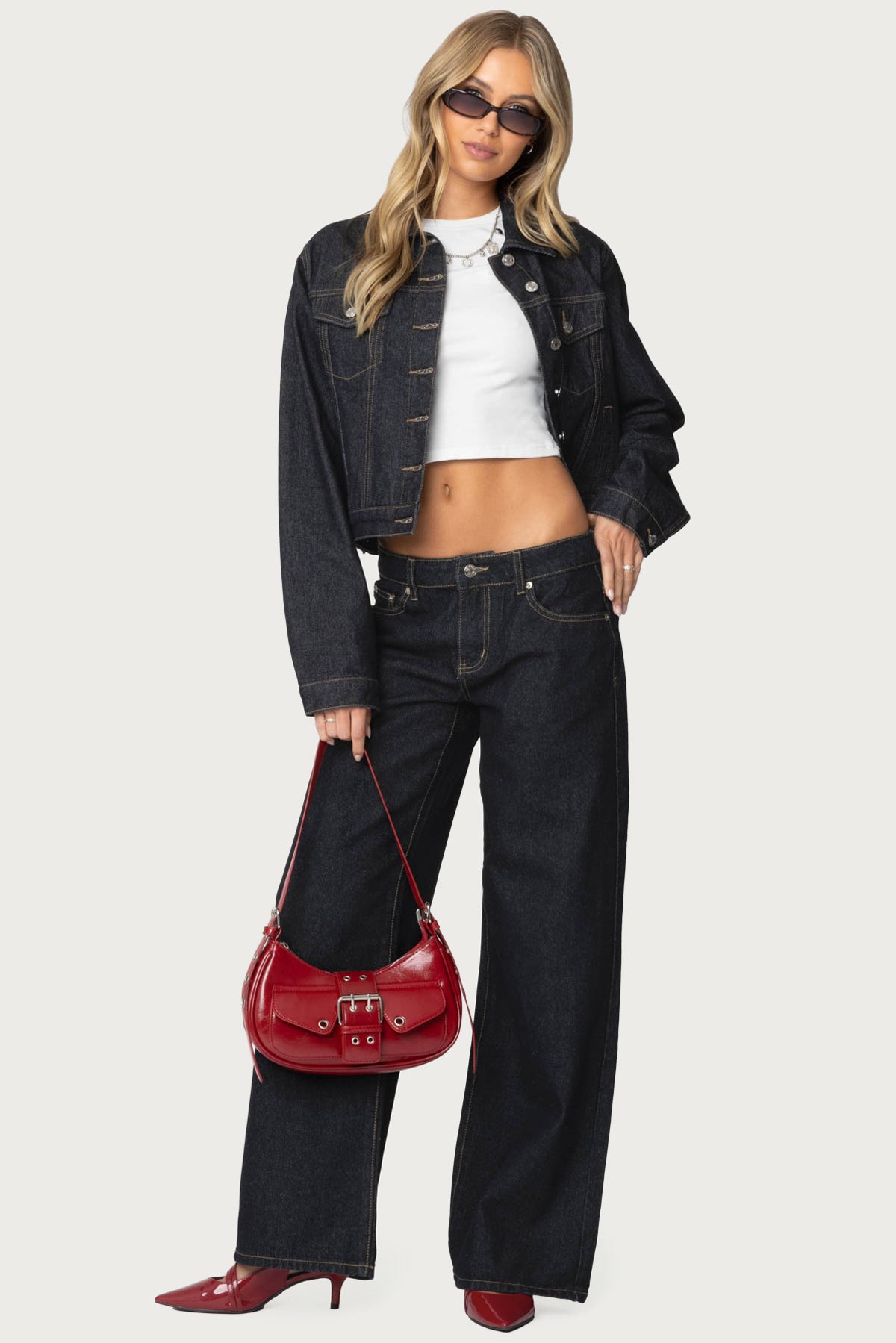 Raelynn Washed Low Rise Baggy Jeans - INDIGO BLUE RAW WASHED