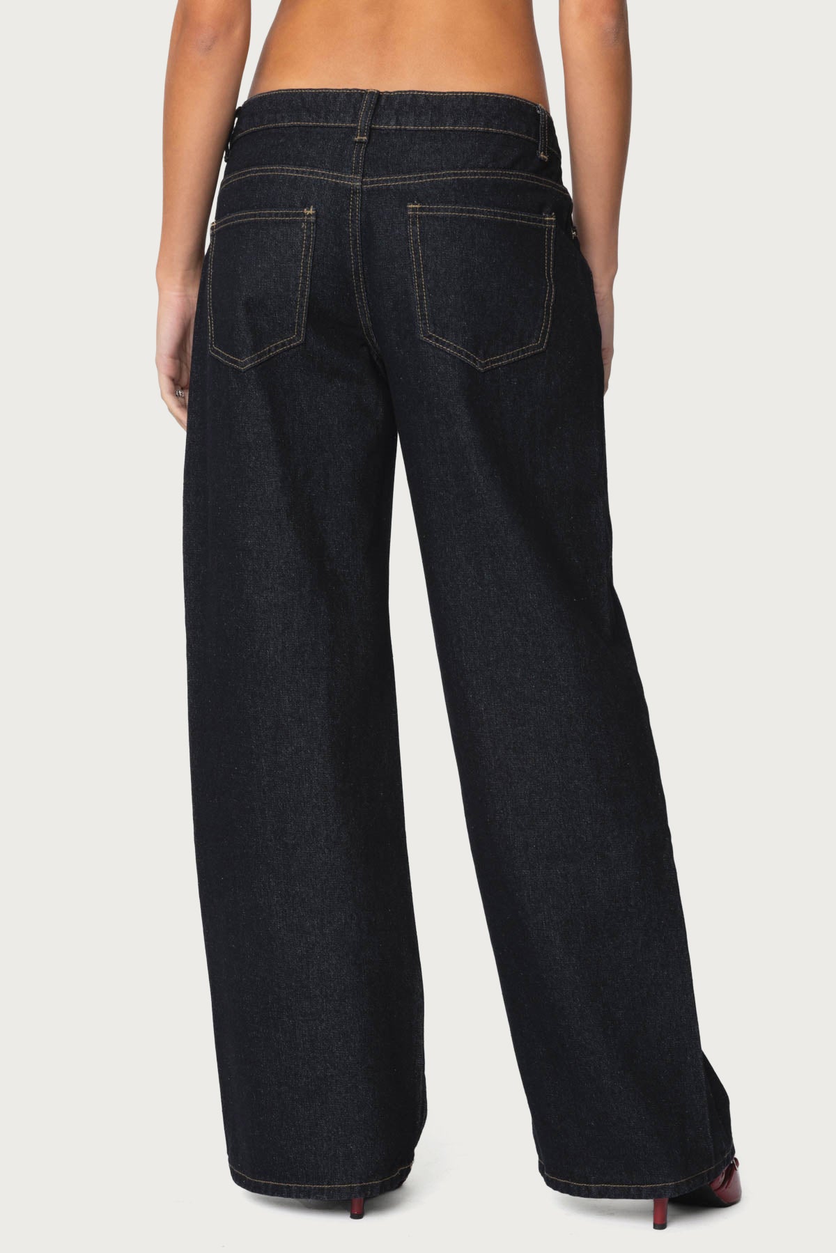 Raelynn Washed Low Rise Baggy Jeans - INDIGO BLUE RAW WASHED