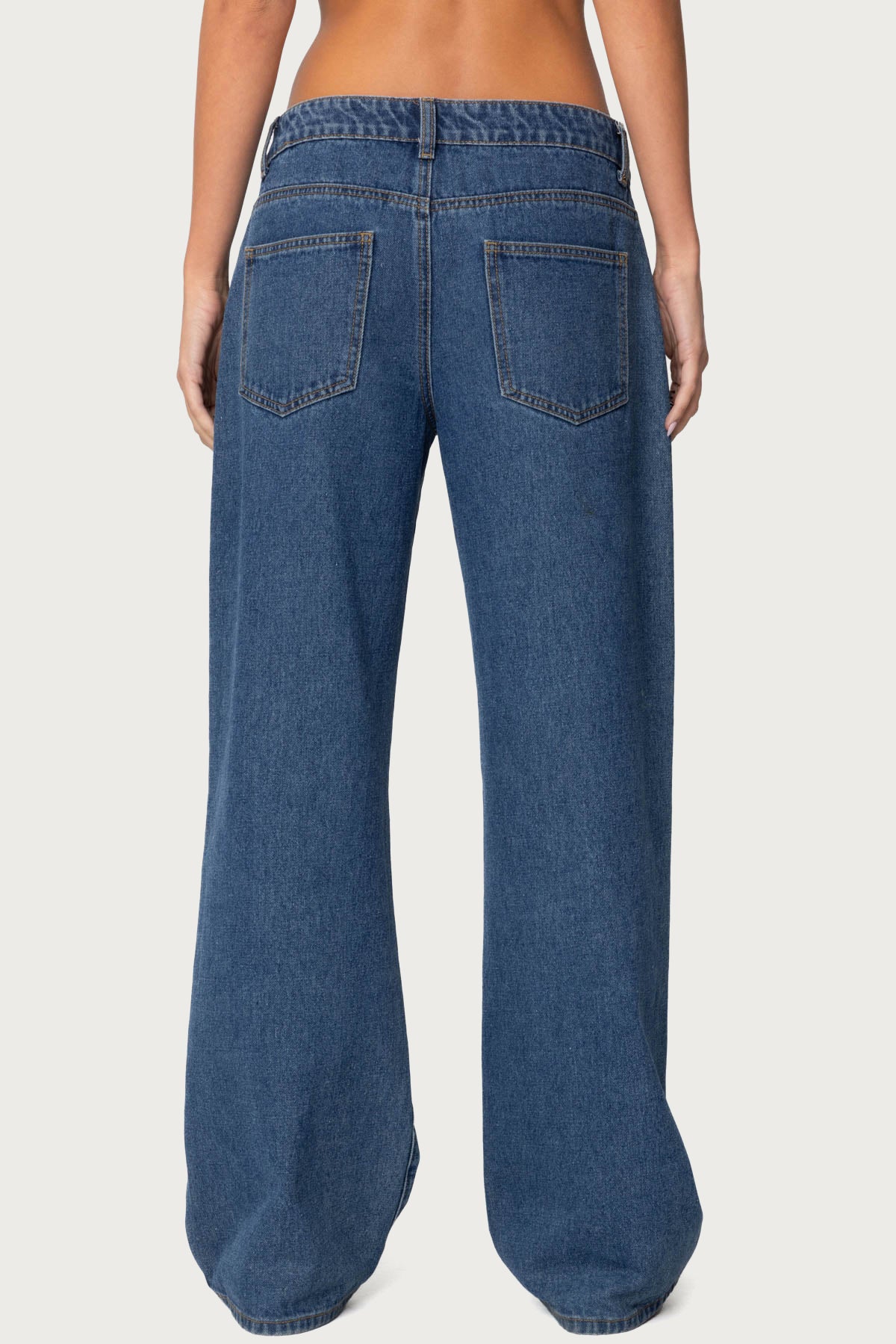 Raelynn Washed Low Rise Baggy Jeans - BLUE WASHED