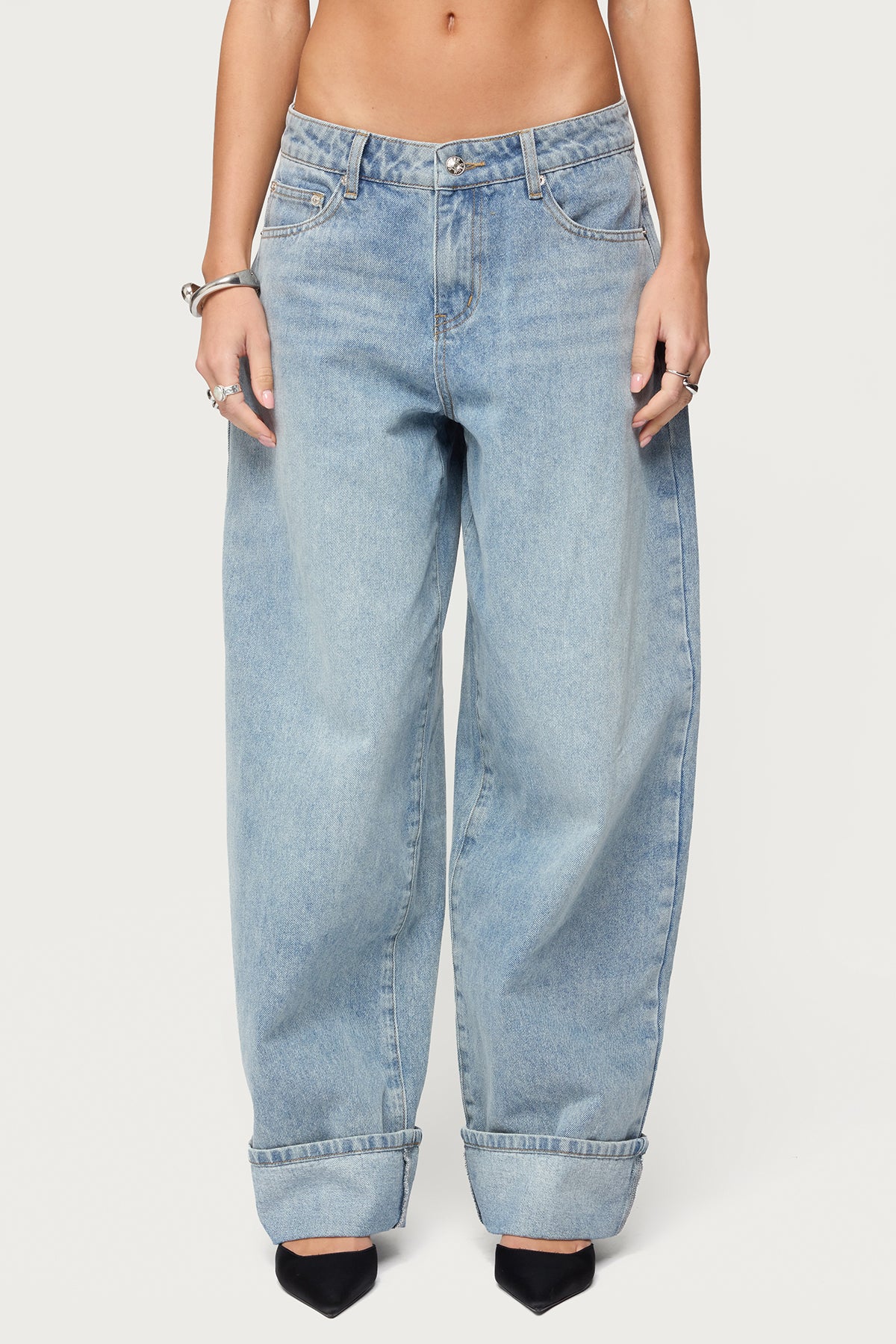 Kella Low Rise Baggy Jeans - BLUE-VINTAGE-WASHED