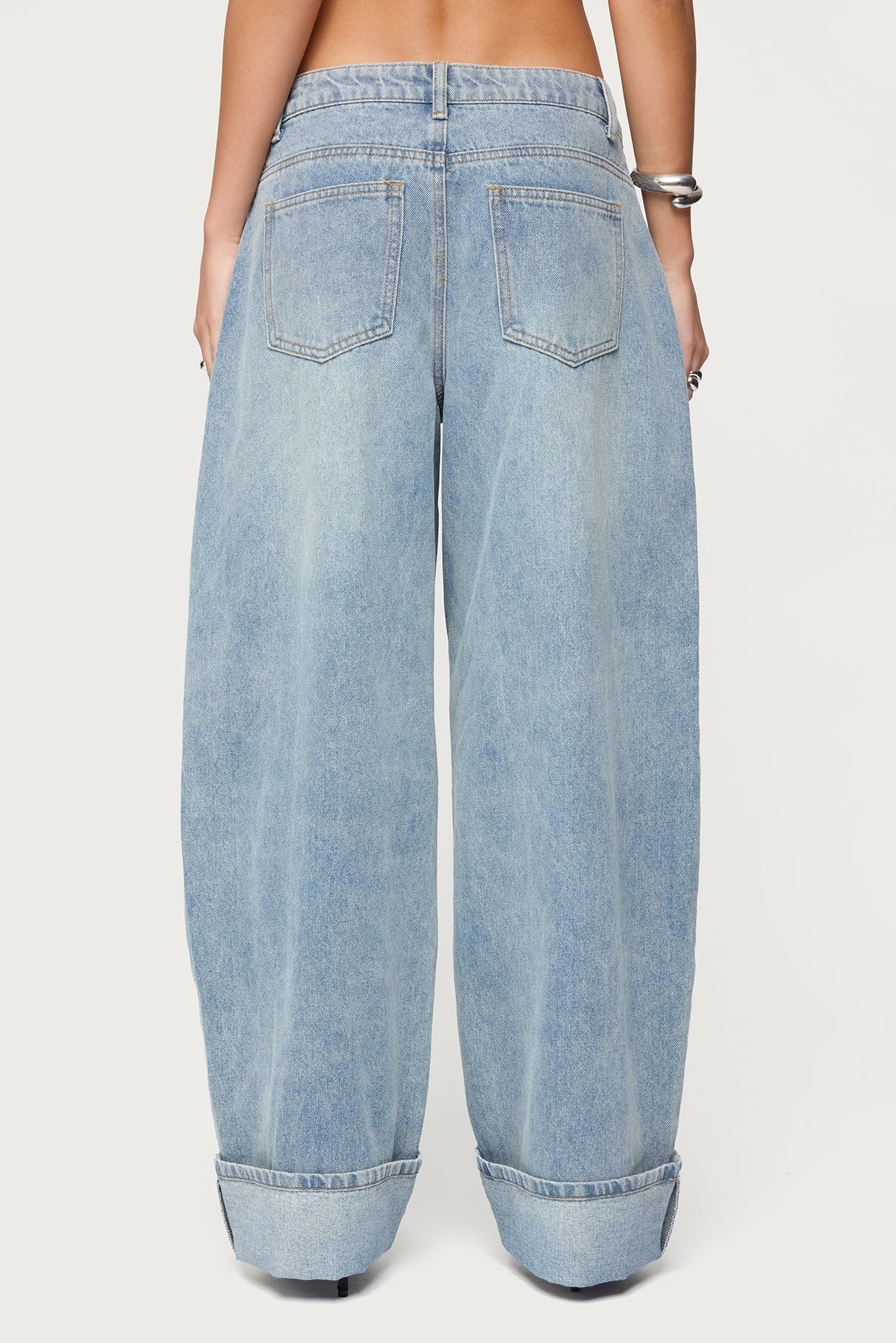 Kella Low Rise Baggy Jeans - BLUE-VINTAGE-WASHED