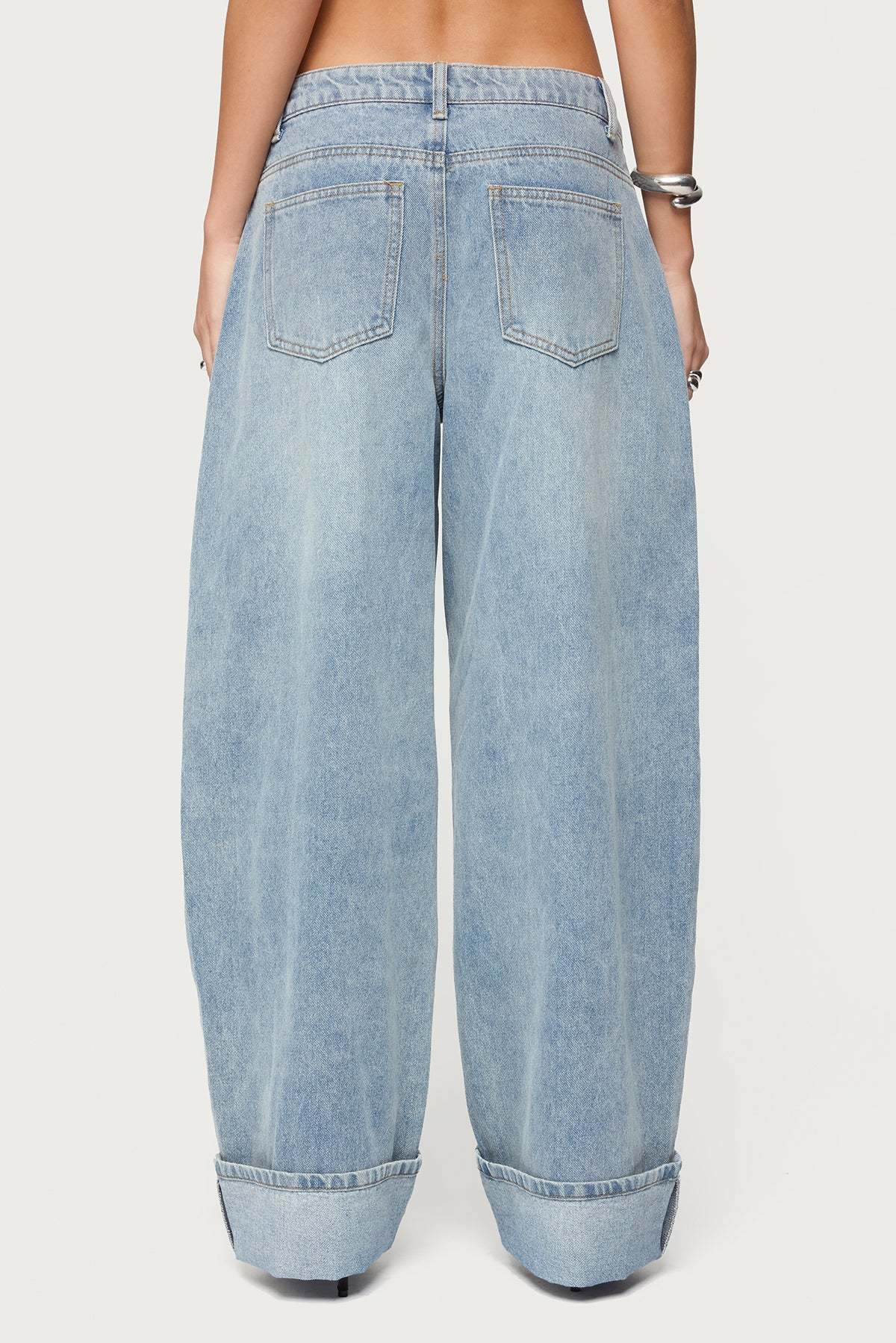 Kella Low Rise Baggy Jeans - BLUE-VINTAGE-WASHED