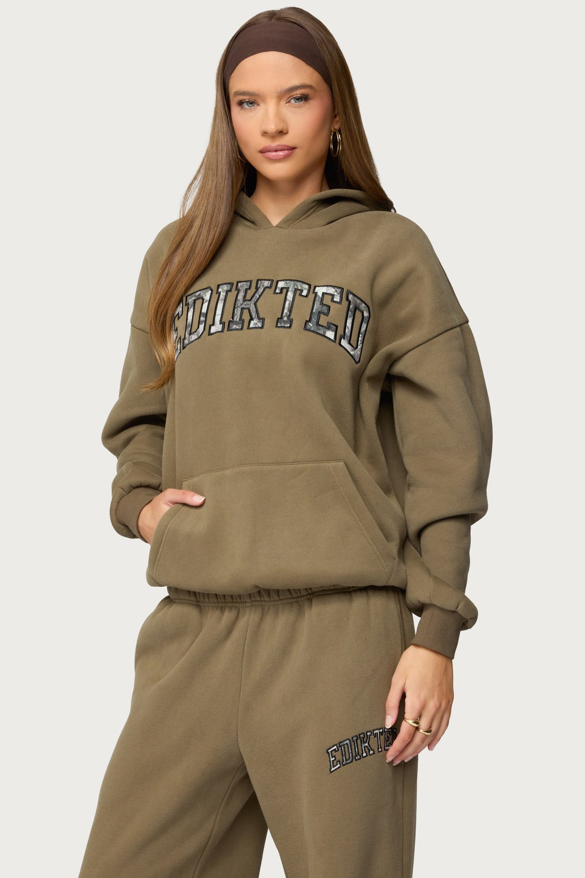 Edikted Crush Oversized Hoodie - OLIVE