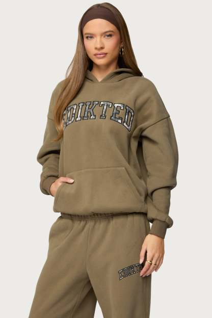 Edikted Crush Oversized Hoodie - OLIVE