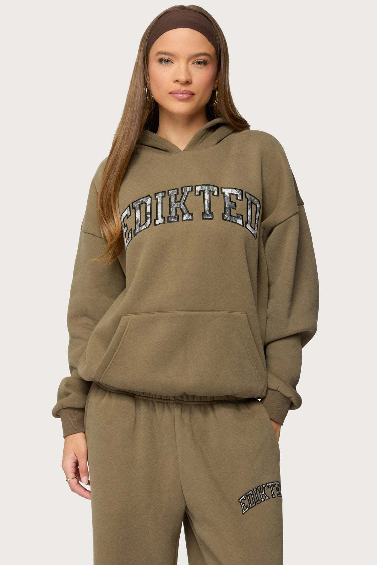 Edikted Crush Oversized Hoodie - OLIVE