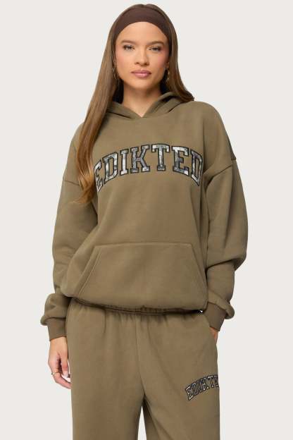 Edikted Crush Oversized Hoodie - OLIVE
