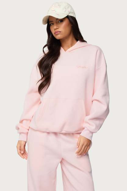 Basic Girl Oversized Edikted Hoodie - LIGHT-PINK