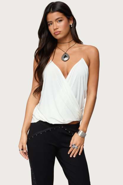 Ainsley Wrap Top - WHITE