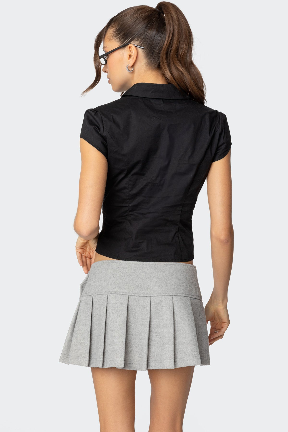 Massie Tailored Button Up Shirt - BLACK