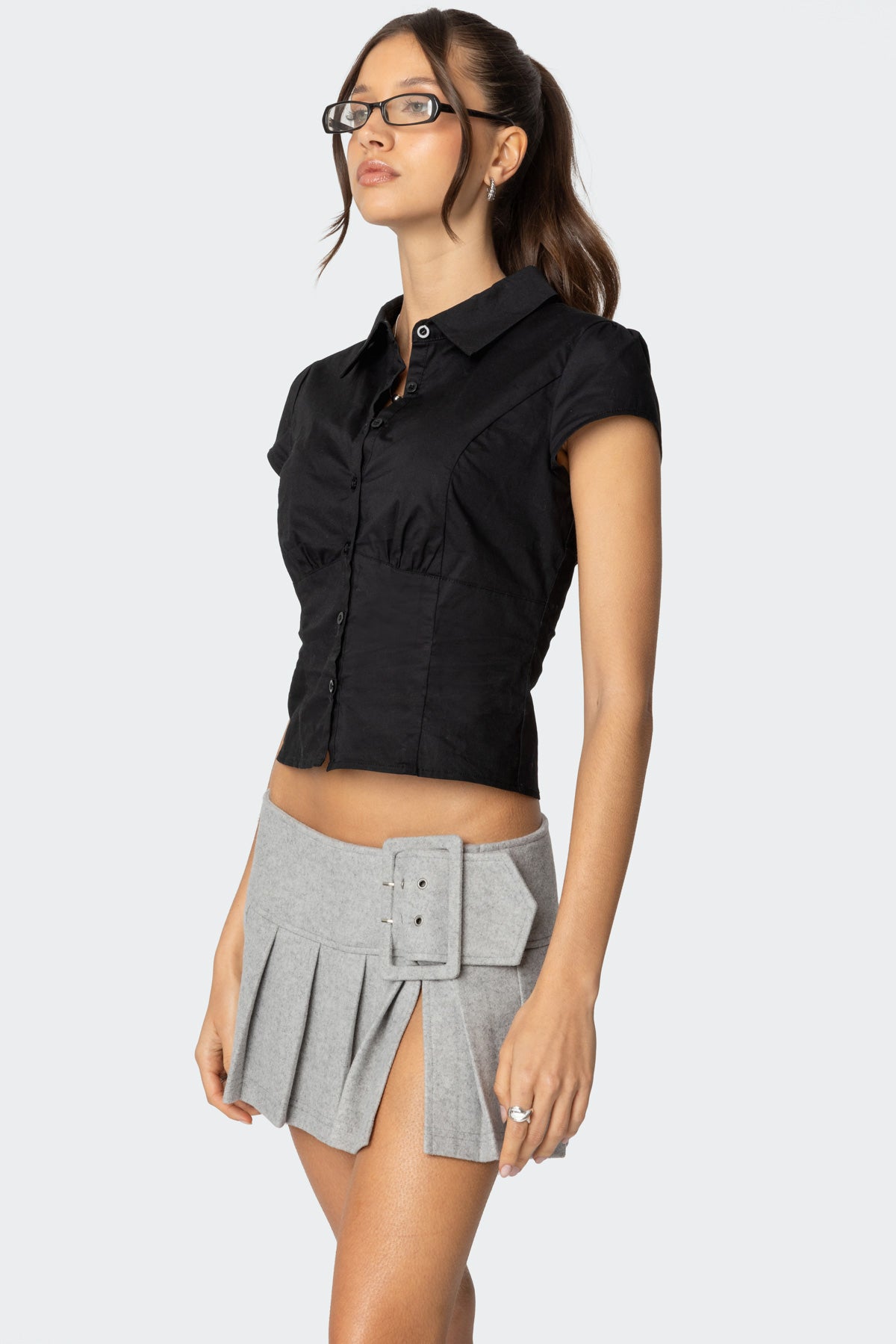 Massie Tailored Button Up Shirt - BLACK