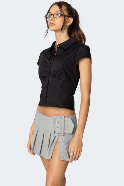 Massie Tailored Button Up Shirt - BLACK