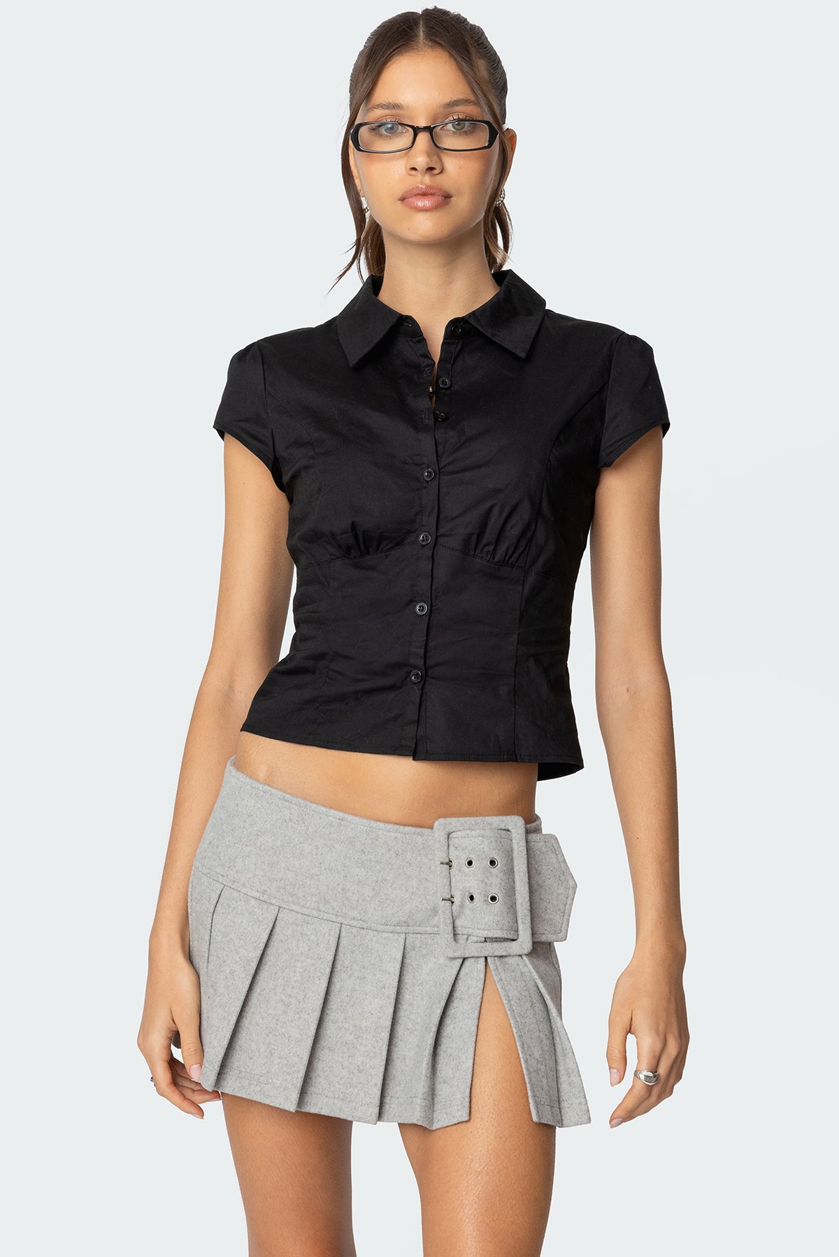 Massie Tailored Button Up Shirt - BLACK