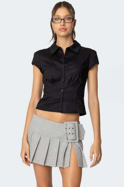 Massie Tailored Button Up Shirt - BLACK