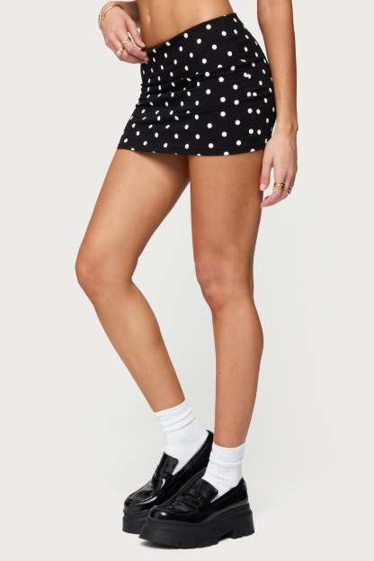 Aisha Low Rise Mini Skirt - BLACK-AND-WHITE