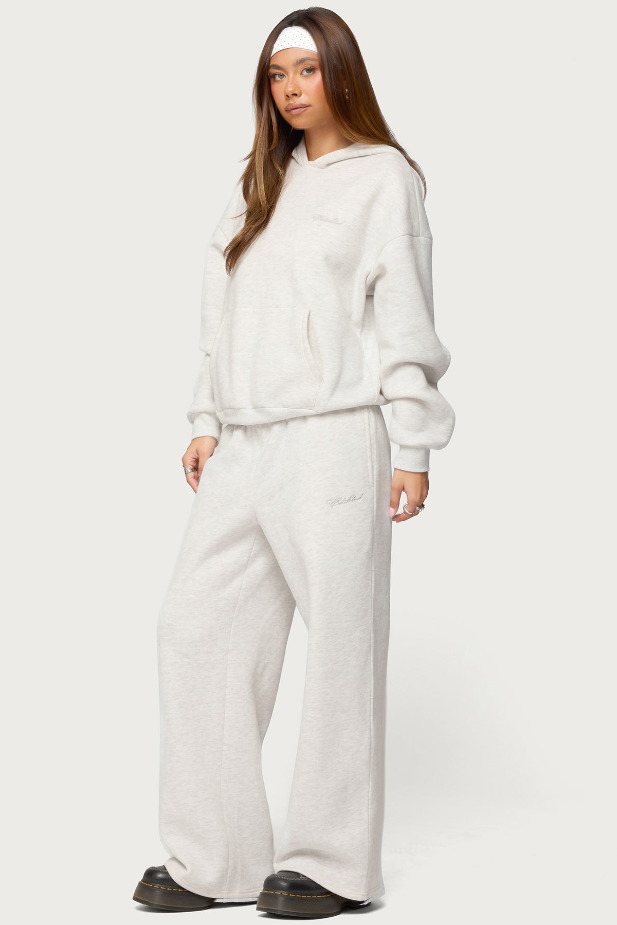 Basic Girl Oversized Edikted Hoodie - LIGHT-GRAY-MELANGE