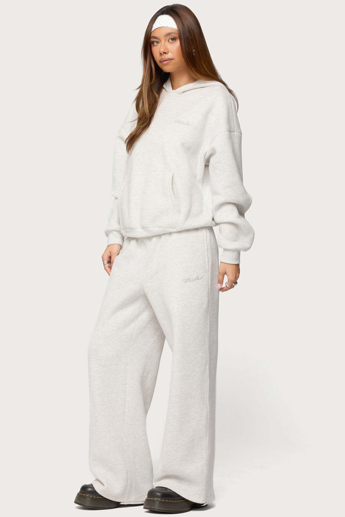 Basic Girl Oversized Edikted Hoodie - LIGHT-GRAY-MELANGE